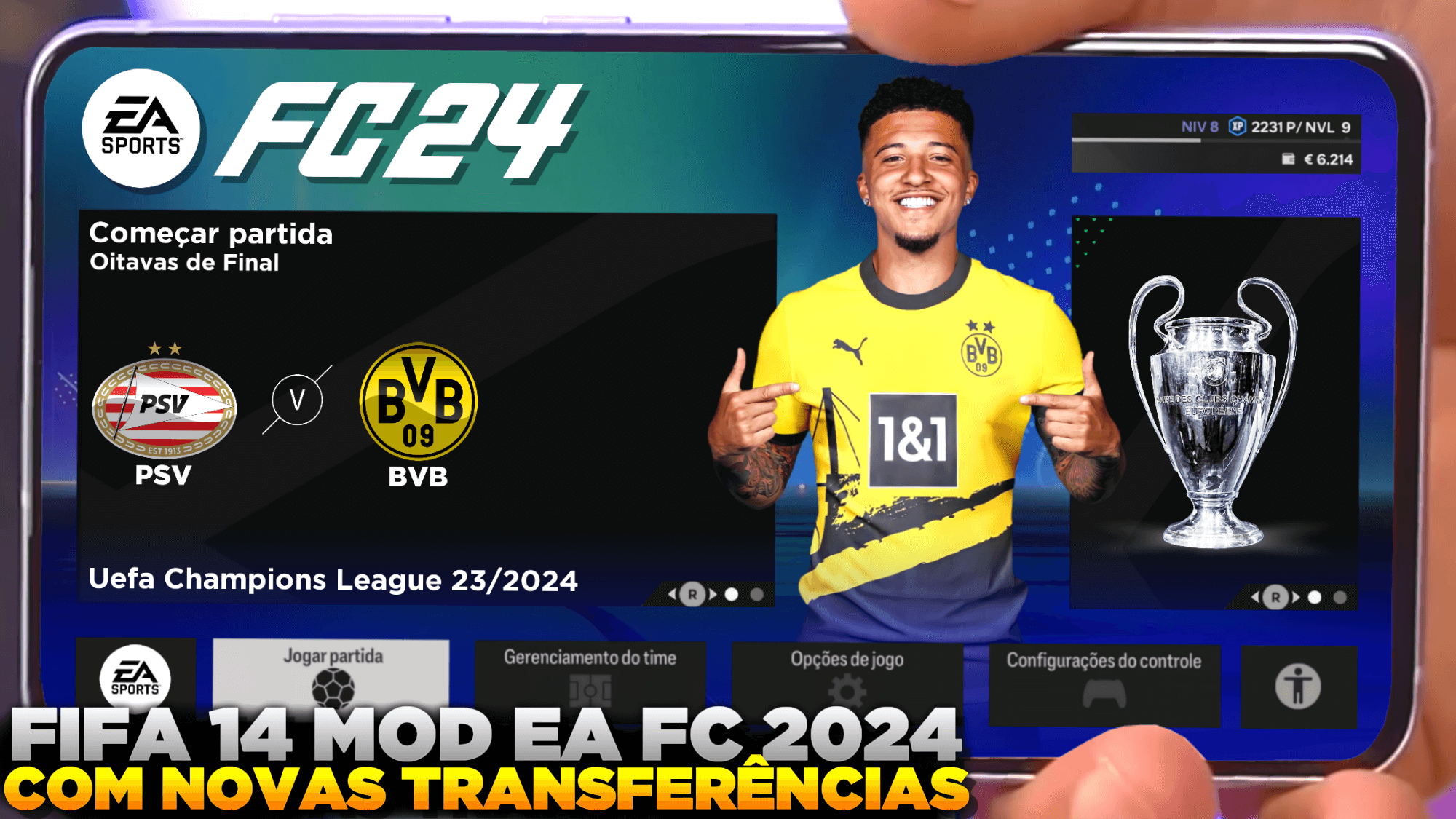 FIFA 14 MOD EA FC 2024 ANDROID EUROPEUS ATUALIZADO GameDroid BR